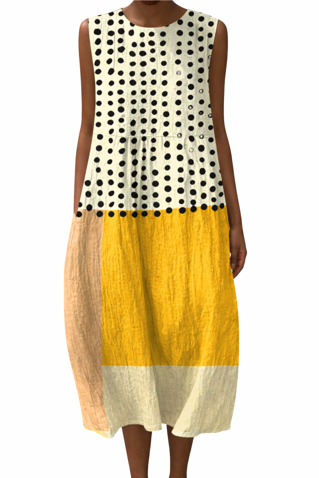 Leah | Polka Colorblock Midi Dress